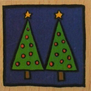 Docrafts - Whispers Duo Christmas Trees Wood Mounted Rubber Stamp