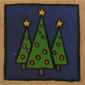 Docrafts - Whispers Trio Christmas Trees Wood Mounted Rubber Stamp