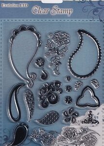 Evolution Ltd - Clear Acrylic Stamp Set - Fancy Florals & Bubbles (19 Pieces)
