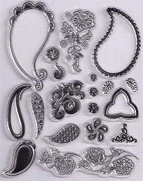 Evolution Ltd - Clear Acrylic Stamp Set - Fancy Florals & Bubbles (19 Pieces) - Image 2
