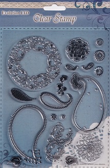 Evolution Ltd - Clear Acrylic Stamp Set - Fancy Flourishes (18 Pieces)