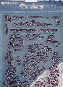 Evolution Ltd - Clear Acrylic Stamp Set - Floral Corners (13 Pieces)