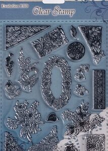 Evolution Ltd - Clear Acrylic Stamp Set - Floral Frames & Corners (19 Pieces)