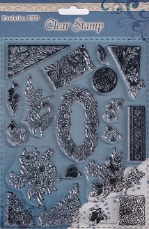 Evolution Ltd - Clear Acrylic Stamp Set - Floral Frames & Corners (19 Pieces)