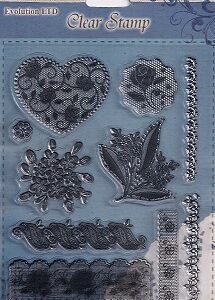 Evolution Ltd - Clear Acrylic Stamp Set - Floral Heart (10 Pieces)