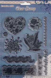 Evolution Ltd - Clear Acrylic Stamp Set - Floral Heart (10 Pieces)