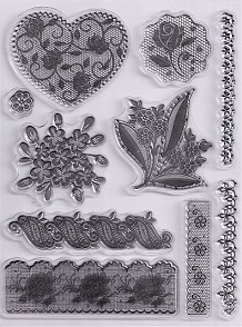 Evolution Ltd - Clear Acrylic Stamp Set - Floral Heart (10 Pieces) - Image 2