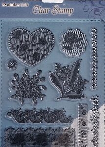 Evolution Ltd - Clear Acrylic Stamp Set - Floral Heart (10 Pieces)