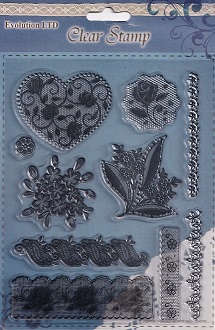Evolution Ltd - Clear Acrylic Stamp Set - Floral Heart (10 Pieces)