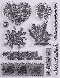 Evolution Ltd - Clear Acrylic Stamp Set - Floral Heart (10 Pieces) - Image 2