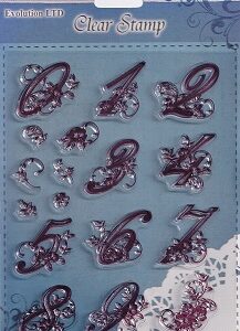 Evolution Ltd - Clear Acrylic Stamp Set - Floral Numbers (16 Pieces)