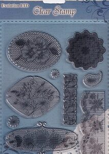 Evolution Ltd - Clear Acrylic Stamp Set - Floral Plaques (9 Pieces)