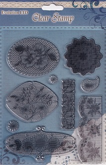 Evolution Ltd - Clear Acrylic Stamp Set - Floral Plaques (9 Pieces)