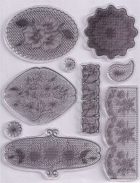 Evolution Ltd - Clear Acrylic Stamp Set - Floral Plaques (9 Pieces) - Image 2