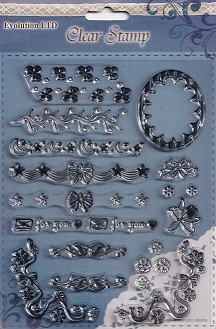 Evolution Ltd - Clear Acrylic Stamp Set - Flower Borders (16 Pieces)
