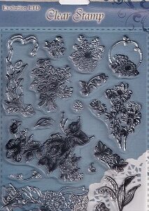 Evolution Ltd - Clear Acrylic Stamp Set - Flower Delights (16 Pieces)