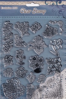 Evolution Ltd - Clear Acrylic Stamp Set - Flower Selection (21 Pieces)