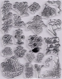 Evolution Ltd - Clear Acrylic Stamp Set - Flower Selection (21 Pieces) - Image 2