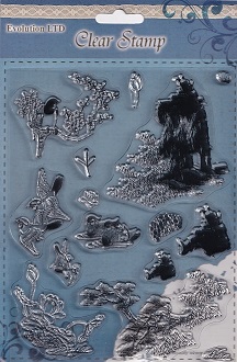 Evolution Ltd - Clear Acrylic Stamp Set - Oriental Charm (15 Pieces)