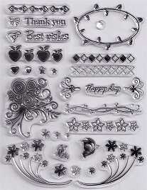 Evolution Ltd - Clear Acrylic Stamp Set - Sentiments & Borders (29 Pieces) - Image 2