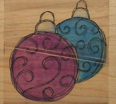 Funstamps - Swirly Baubles Wood Mounted Rubber Stamp