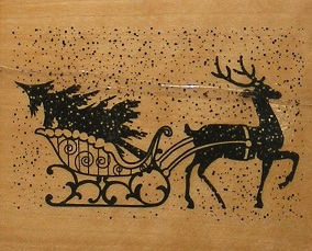 Papermania - Sleigh & Reindeer Rubber Stamp