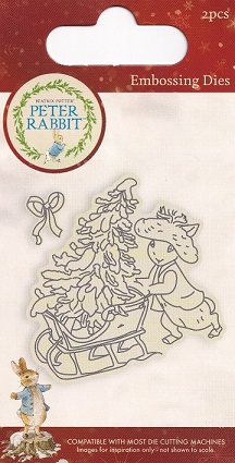 Peter Rabbit Embossing Dies - Benjamin Bunny With Sleigh