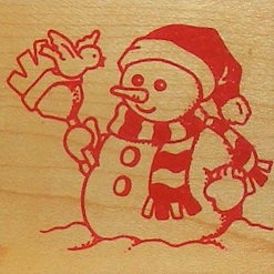 Unbranded - Red Snowman Foam & Wood Mounted Stamp