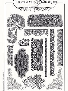 Chocolate Baroque - Lace Fragments Rubber Stamp Sheet