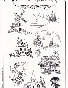 Chocolate Baroque - Sunburst Scenes Rubber Stamp Sheet
