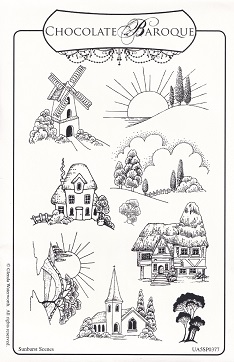 Chocolate Baroque - Sunburst Scenes Rubber Stamp Sheet