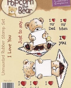 Crafters Companion - Popcorn The Bear - I Love You Stamp Set