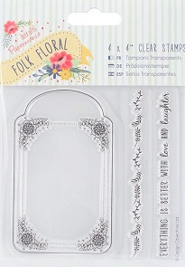 Docrafts - Folk Floral Tag Clear Stamps