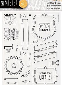 Docrafts - Mr Mister A5 Clear Stamp Set - Text
