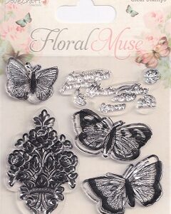 Dovecraft - Floral Muse Butterfly Clear Stamps