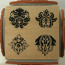 Judikins - Damask Cube Rubber Stamp Block